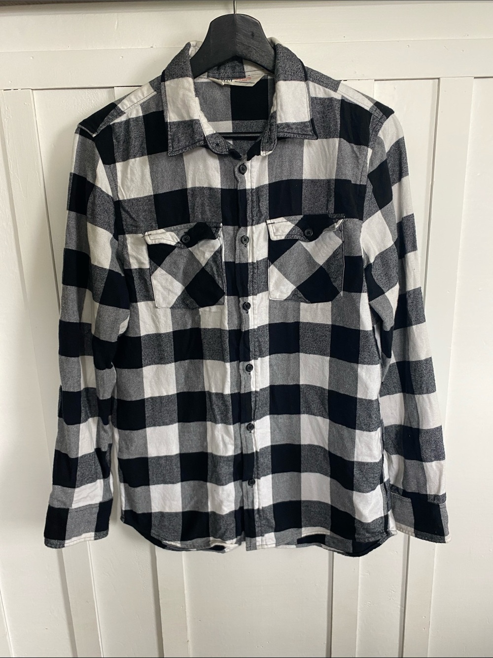 H&M Black and White Checkered Flannel 14Y+ 100% Cotton